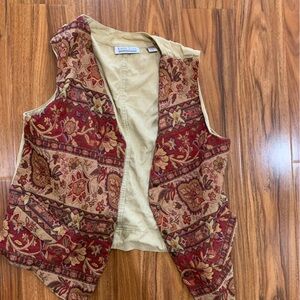 Vintage Karen Scott red rustic floral vest